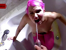 Pink-Haired Woman Enjoys Some Oral Play