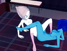 Crystal Gems Pearl and Lapis have dyke sex on a