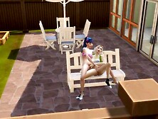 A pair of youthful lesbos are having enjoyment frolicking in their ally's backyard