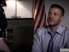 Hot politicians wife Evelyn Claire has her ways to shut a journalist up. The brunette hair begins sucking his knob and seals the