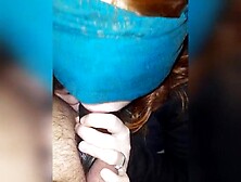 Redheaded ex-wife blows on my big bbcs dick sleeve blindfolded
