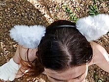 My quadrober GF ran away to the forest,  but I found her and fucked in the mouth