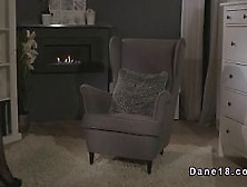 Euro brunette in lingerie masturbates