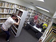 Aubrey Sinclair lets a fellow fuck her in a library
