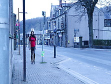 Crossdressed Outdoors On The Street