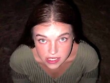 Hard banged a stranger in the throat in the forest