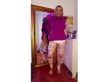 Hot dancing showing off tiny titties,  butt and feet