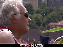 Cute girl cheats with her BF's old daddy