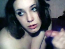 Cutie sucks my cock and gets facial