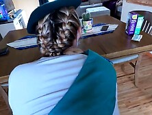 Women scout selling cookies gets nailed by old man