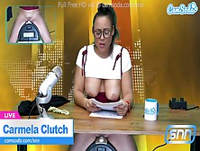 Latina Babe Fucks Toy Masturbating On Air