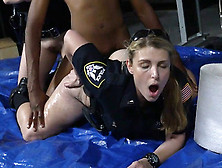 Round Ass Female Cop Is Having An Orgasm While A Black Guy Nails Her