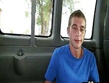 Straight Blindfold Dude Gets Gay Cumshot In Pickup Van