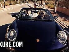 Threesome with a blonde and a red-head in a villa