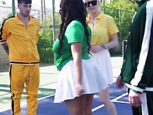 Kenzie Taylor And Mona Azar Teaches Their Stepsons How To Serve Balls