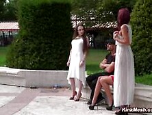 Two Sex Slaves Angel Rush And Lyen Parker Fucked And Humiliated In Public