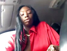 This Lustful Hawt Afro Beauty Has The Mind To Masturbate Inside Her Boyfriend's Car Parked Outside