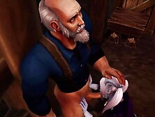 Draenei Girl Gives An Old Man A Deep Blowjob - Warcraft Parody