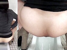 Young Brunette Asian Girl And Hot Shit In Toilet