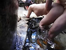 Solo Female Traveler in Hot Spring! Shaved Beauty Enjoys Hot Doggystyle Pov C...