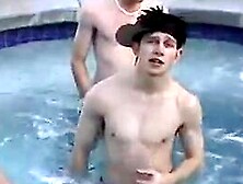 Four Gay Twinks Are Fooling Around In That Swimming Pool