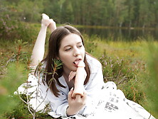 Forest Fairy Margo Von Tesse Plays With A Rubber Dick