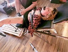 Blonde Teen Restrained On Medical Chair - Getting Finger Fucked And Clit Teased With Vibrator Until She Shivers And Screames In