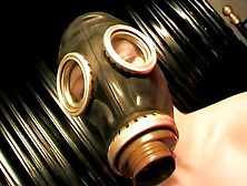 Babe In A Gas Mask Uses A Vibrat...