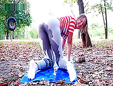 Sexy Rina Di Wetting Yoga Pants In A Park (1080P Quality)