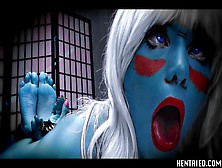 Real Life Anime - Joi - Blue Alien - Red Snatch - Jerk Off Instruction - Bondage - Feet Pose