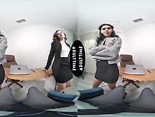 UP CLOSE VR Lesbian Boss Harley Haze Watches You Fuck Her Wife Dharma Jones In Her Office POV