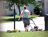 Bbw Mowing In Yoga Pants