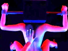 BDSM Bondage Sex Standing Fuck with a Head Cage