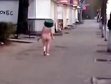 Crazy Naked Lady In Public With Bucket On Head