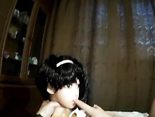 Banging a doll's torso in the throat and snatch