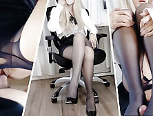 Pantyhose Office Slut Give Me a Footjob and Let Me Cum Insider Her Pussy