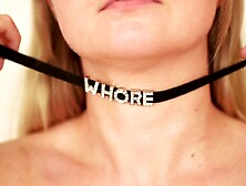 Butplugged compliant serf gal takes care of household in stockings,  highheels and cuffs