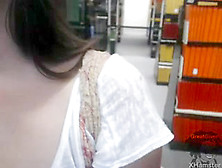 Sexy Girl Masturbating In A Public Library