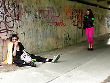 Large boobed mother i'd like to fuck takes vagabond aged obscene chap for her pissing session with banging