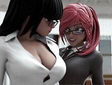 Sexual Tension Between Busty College Babes In Hentai Feature