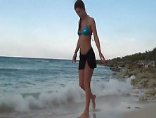 Footjob At The Beach