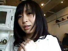 Shy girl exposed in public cafe