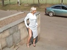 Sexy Golden-Haired Russian Step mother I'd like to fuck Posing Outdoors
