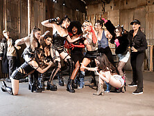 All girl gangs battle it out with oral and pussy fisting sex