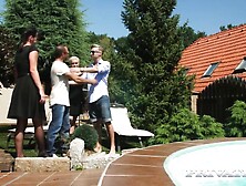 Mila Milan and Elena Vega poolside for some real action!