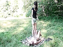 Human Trampling Mat For Picnic By Foot Girls