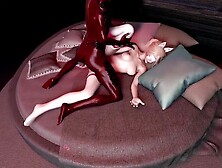 Косплей азиатка в белых чулках трахается с демоном с золотыми кольцами на члене 1 сер