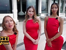 Fourway With Three Sexy Finalists Amalia, Angelika And Lia
