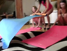 three angels Gym at Home Sports Slow Fleshly Dances in Hot Underware