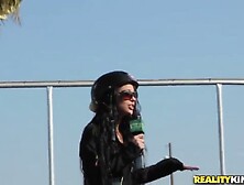 Amateur girls check out fuck machine on the street